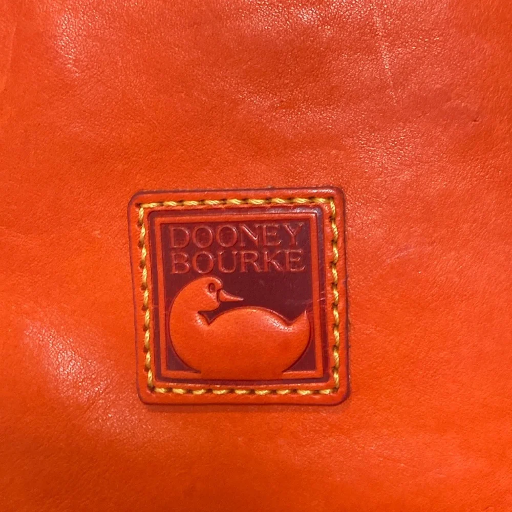 RARE! Dooney & Bourke Orange Florentine Leather Satchel w/Whipstitch Detail EUC! - Picture 10 of 16